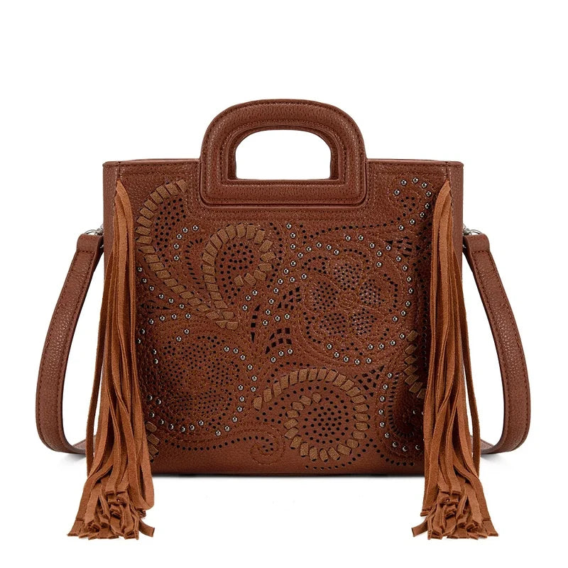 Montana West Scroll Fringe Tote Crossbody