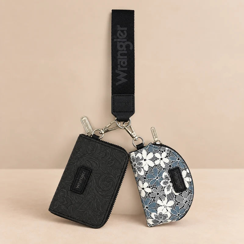Wrangler Black Floral Lace Card Holder Wristlet