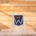 Wrangler White Denim Stitched Fringe Crossbody