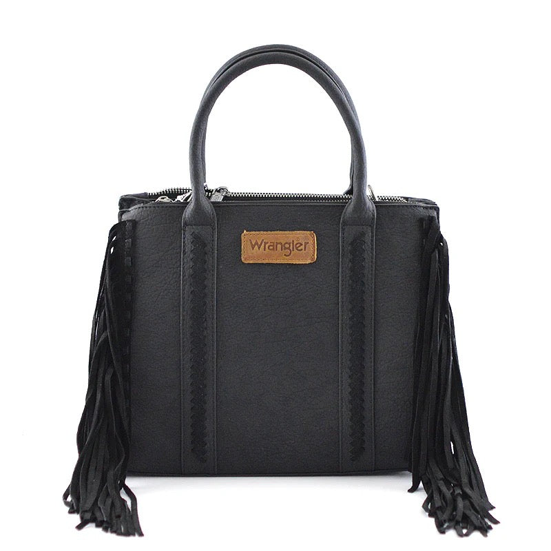 Wrangler Black Fringe Tote Crossbody