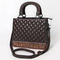 Brown Quilt Stitched Tooled Crossbody