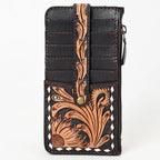 Black Filigree Tooled Leather Card Wallet