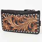 Black Filigree Tooled Leather Card Wallet