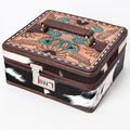 Turquoise Sunflower Tooled Cowhide Jewelry Box