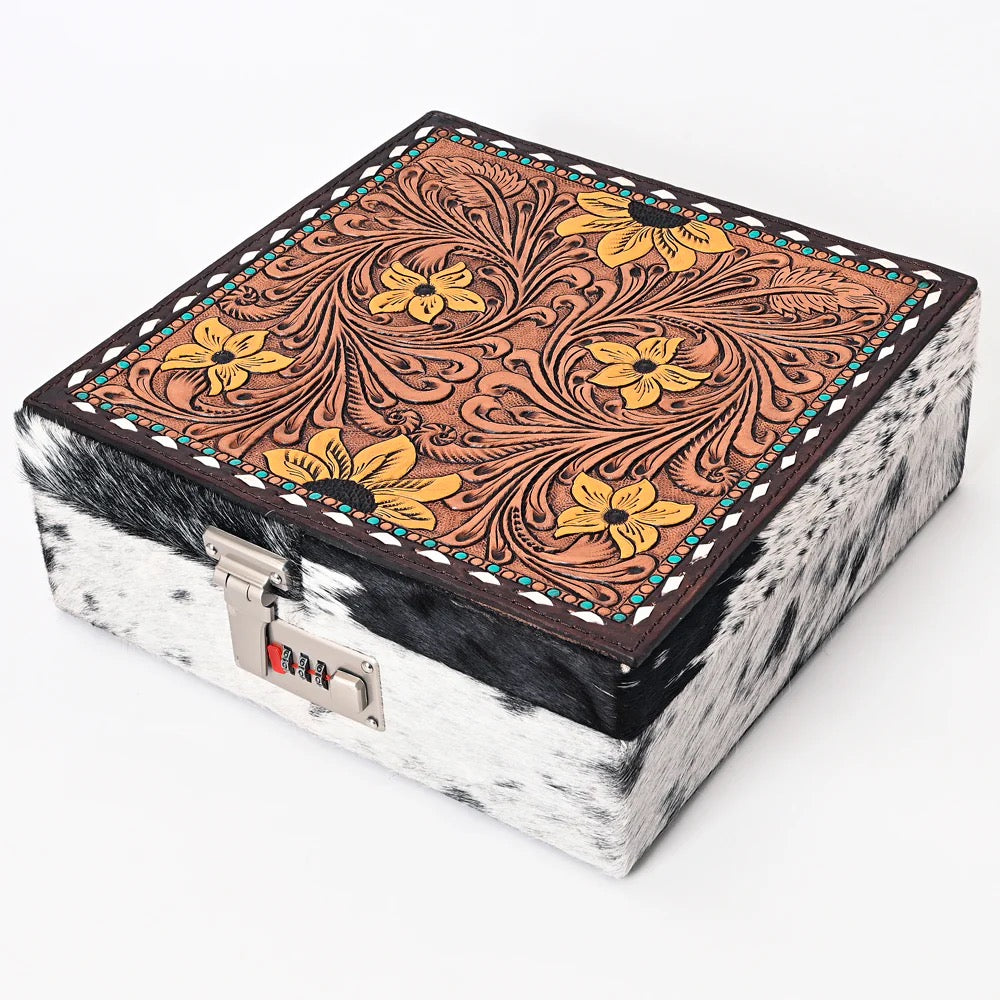 Hand Tooled Sunflower Jewelry Box