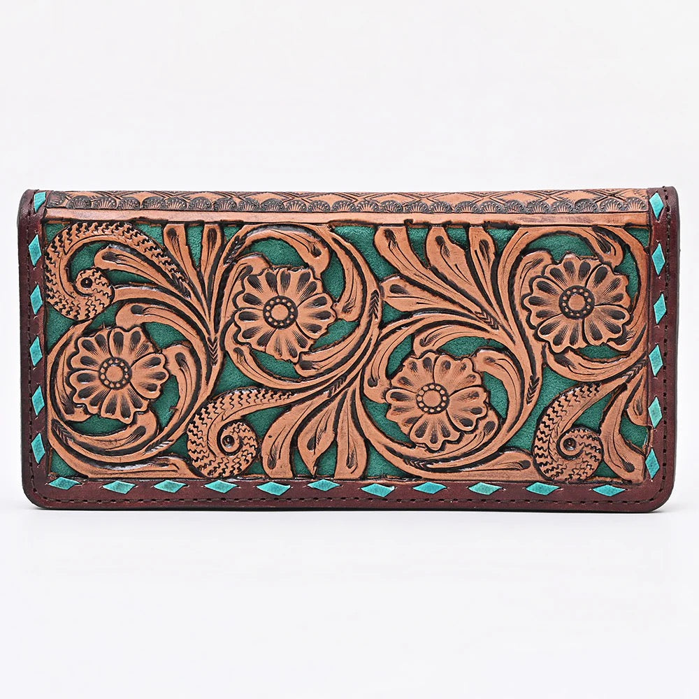 Hand Tooled Turquoise Filigree Wallet