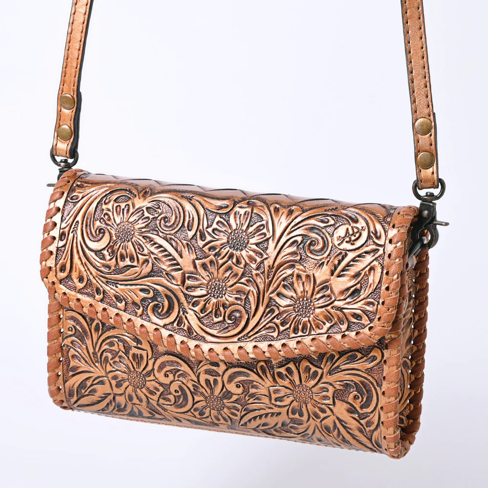 Hand Tooled Leather Crossbody Purse