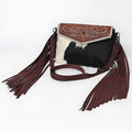 Hair-On Cowhide Hand Tooled Fringe Crossbody