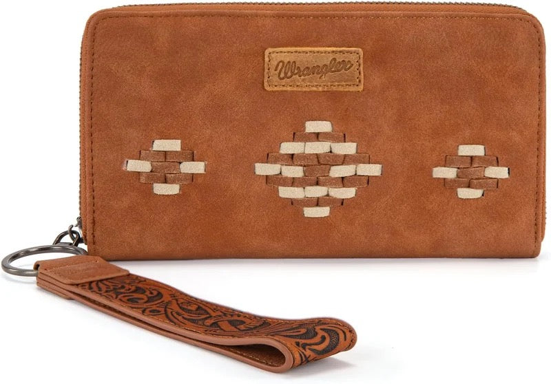 Wrangler Brown Aztec Stitched Wallet