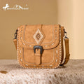 Montana West Brown Aztec Stitched Crossbody Purse