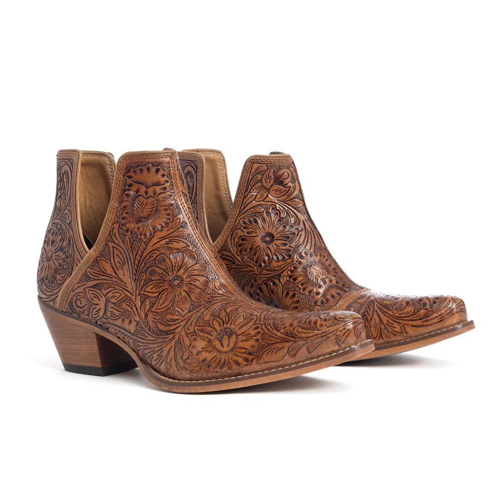 Dakota Charm Tooled Booties