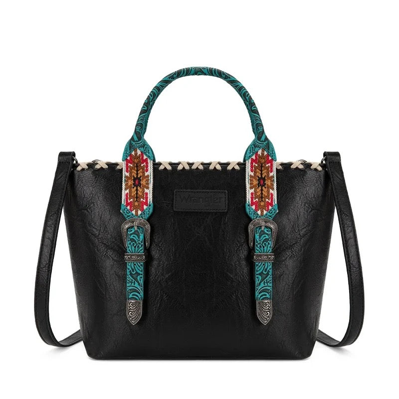 Wrangler Black Aztec Embossed Tote Crossbody