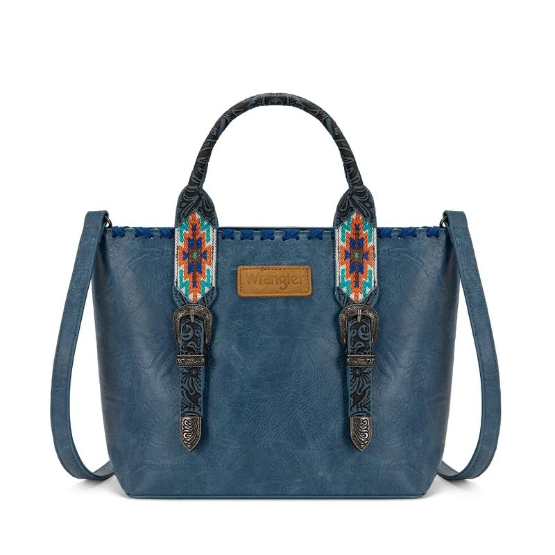 Wrangler Navy Aztec Embossed Tote Crossbody