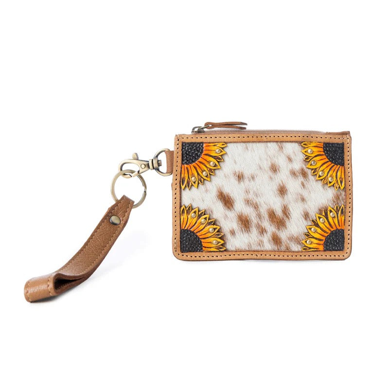 Sunflower Hand Tooled Wristlet Wallet