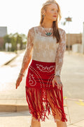 Ivory Floral Long Sleeve Mesh Top