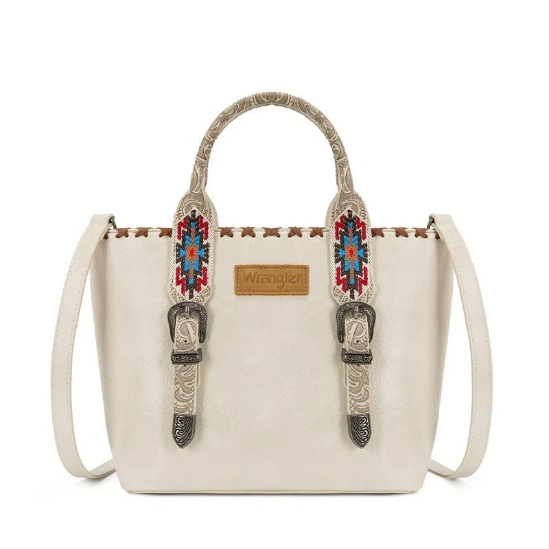Wrangler Ivory Aztec Embossed Tote Crossbody