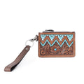 Turquoise Floral Tooled Wristlet Wallet