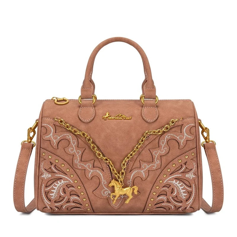 Montana West Pink Horse Satchel Crossbody