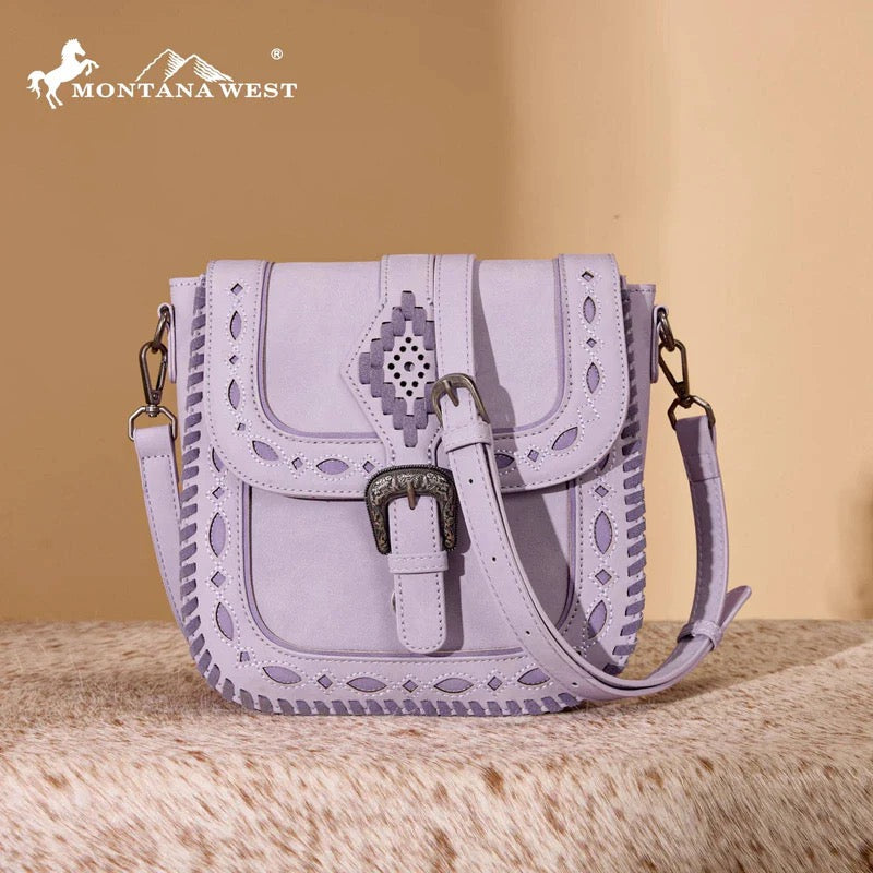 Montana West Purple Aztec Stitched Crossbody Purse