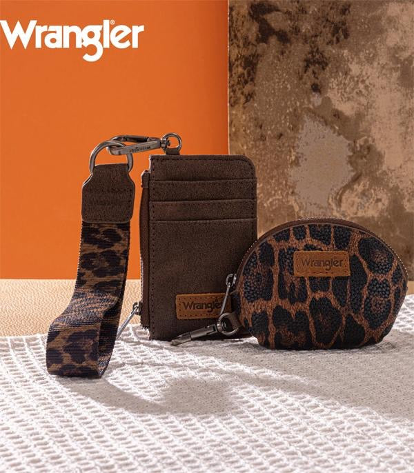 Wrangler Chocolate Leopard Pouch & Wristlet Set