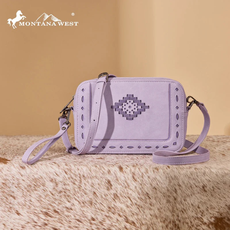 Montana West Purple Aztec Stitched Crossbody