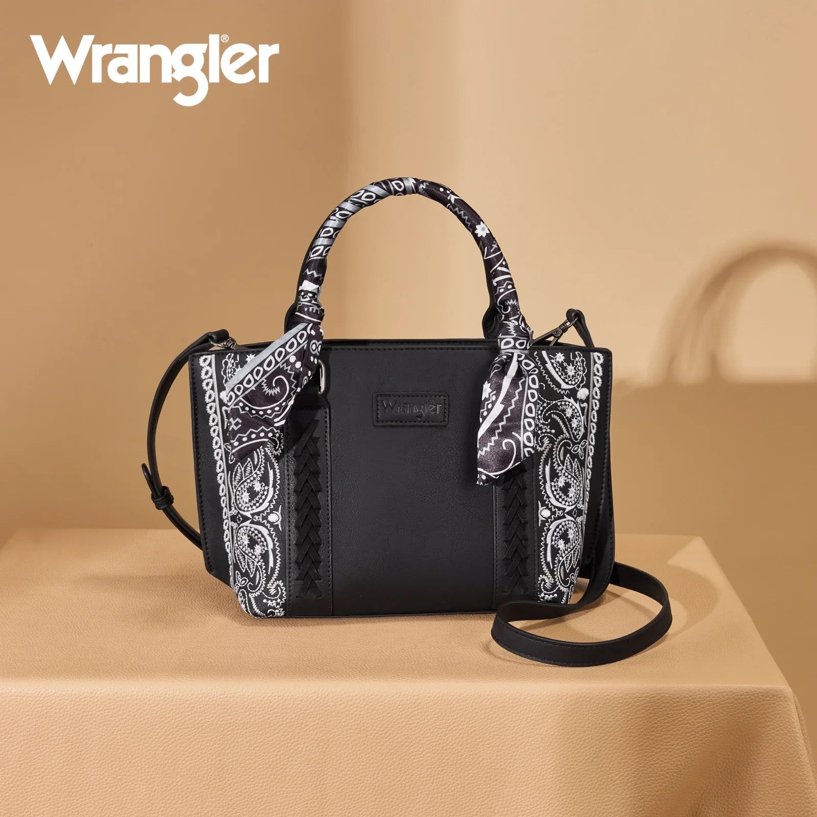 Wrangler Black Paisley Tote Crossbody Purse