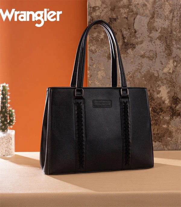 Wrangler Black Leather Tote Bag