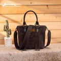 Montana West Chocolate Embossed Cowhide Tote Crossbody