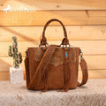 Montana West Brown Embossed Cowhide Tote Crossbody