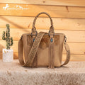 Montana West Khaki Embossed Cowhide Tote Crossbody