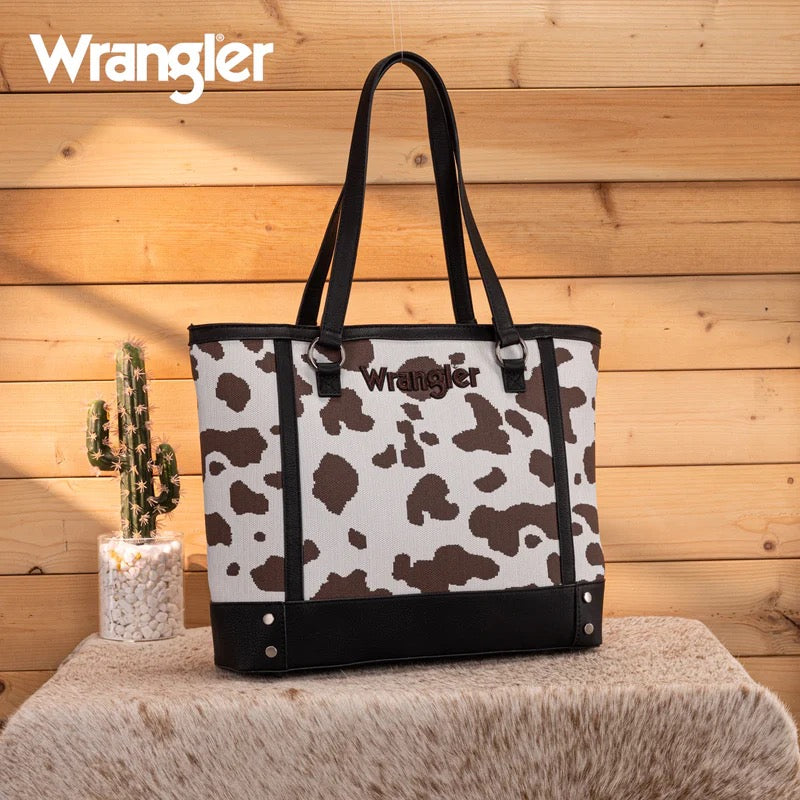 Wrangler Black Cow Print Tote Bag