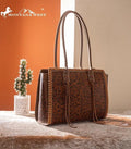 Montana West Brown Embossed Tote Bag