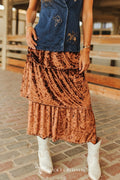 Brown Velvet Studded Skirt