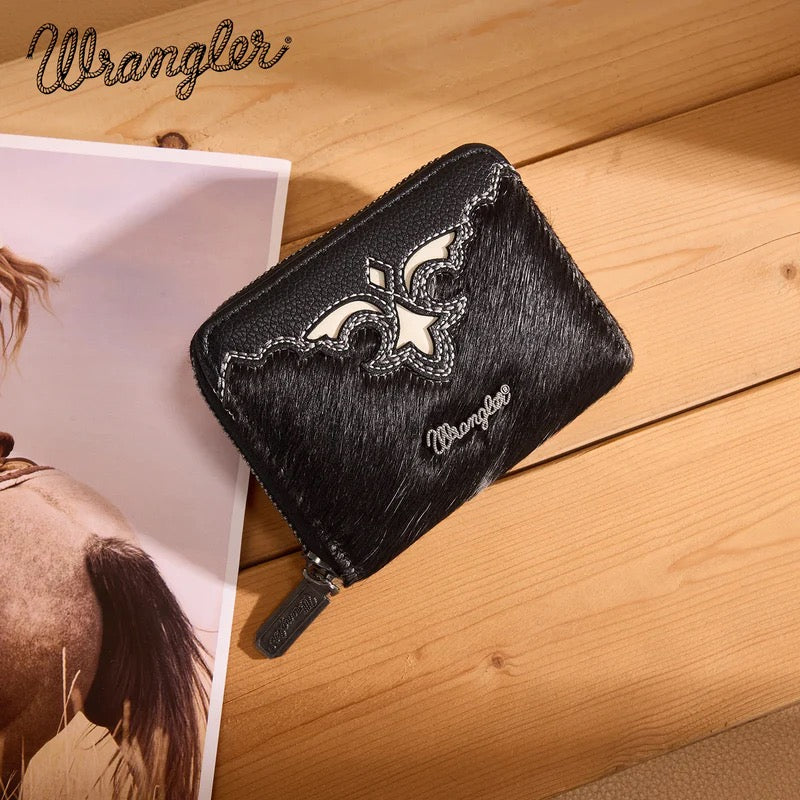 Wrangler Black Cowhide Boot Stitch Card Wallet
