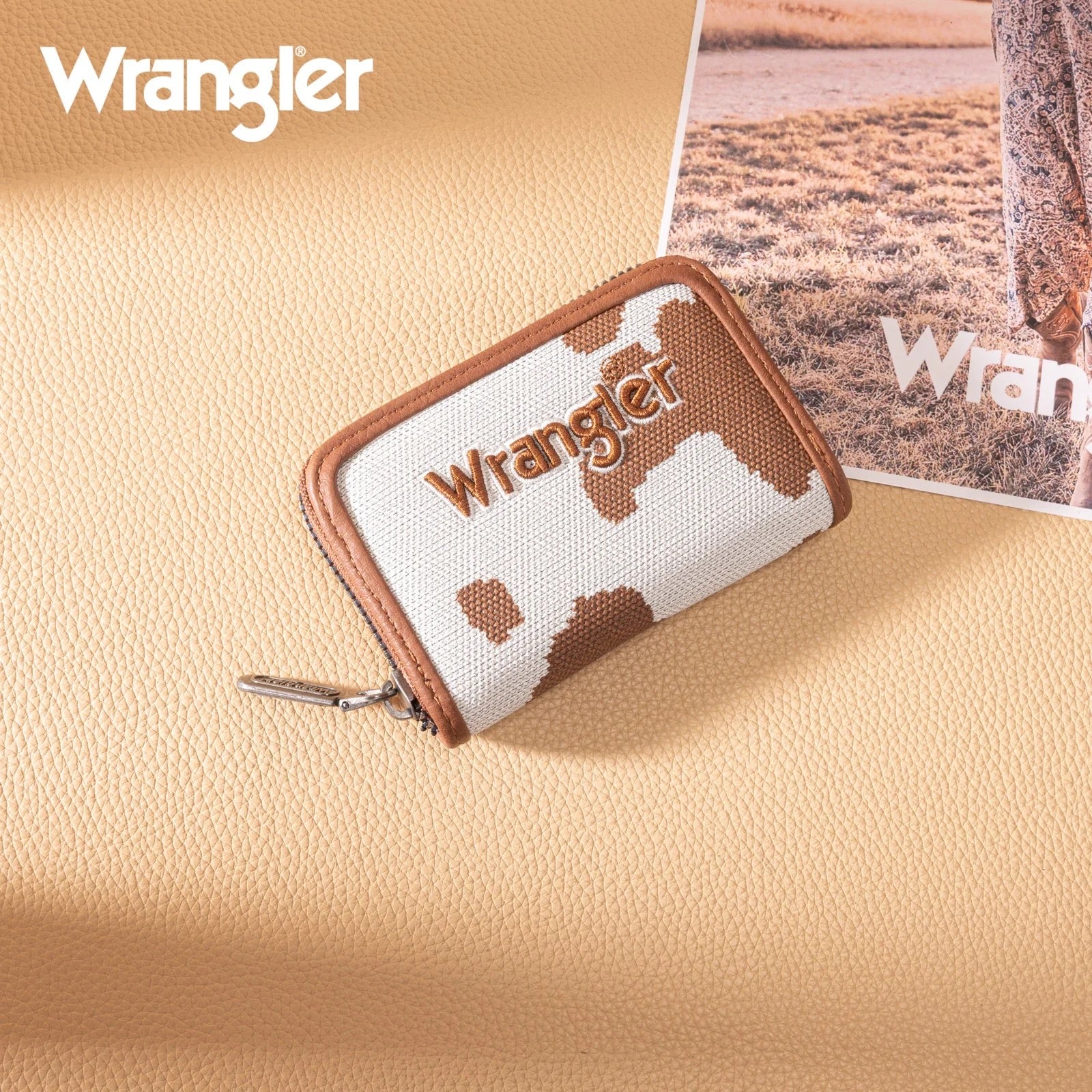 Wrangler Brown Cow Print Wallet