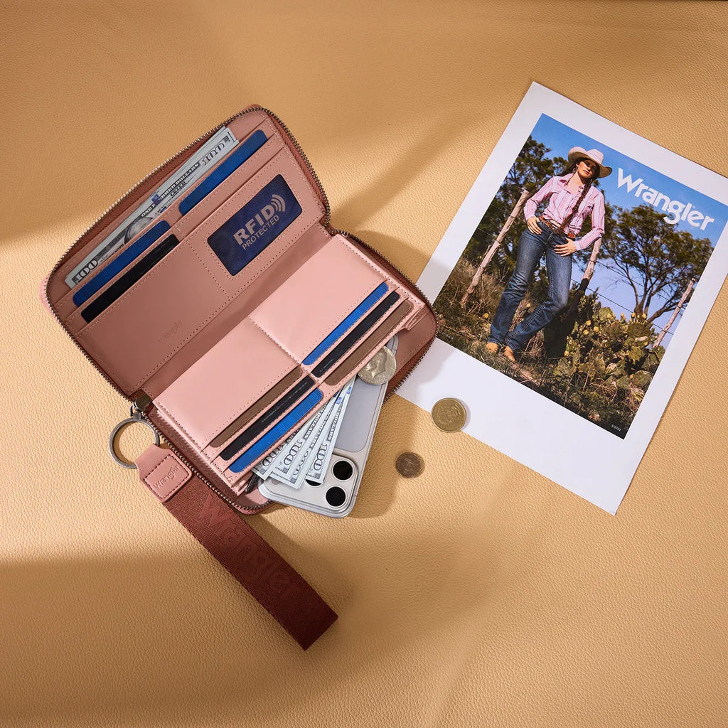 Wrangler Pink Aztec Studded Wallet