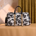 Wrangler Black Cow Print Fringe Weekender
