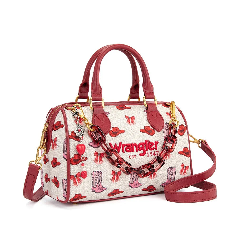 Wrangler Red Boots Barrel Crossbody Bag