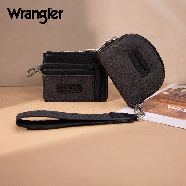 Wrangler Black Embossed Pouch/Card Holder Wristlet