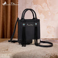 Montana West Black Cowhide Mini Tote Crossbody