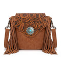 Montana West Brown Concho Fringe Crossbody