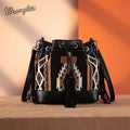 Wrangler Black Southwestern Bucket Crossbody Bag