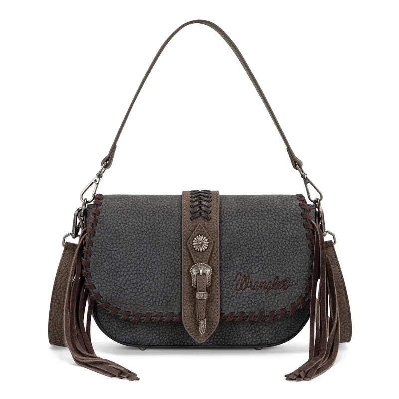 Wrangler Black Concho Saddle Crossbody Purse
