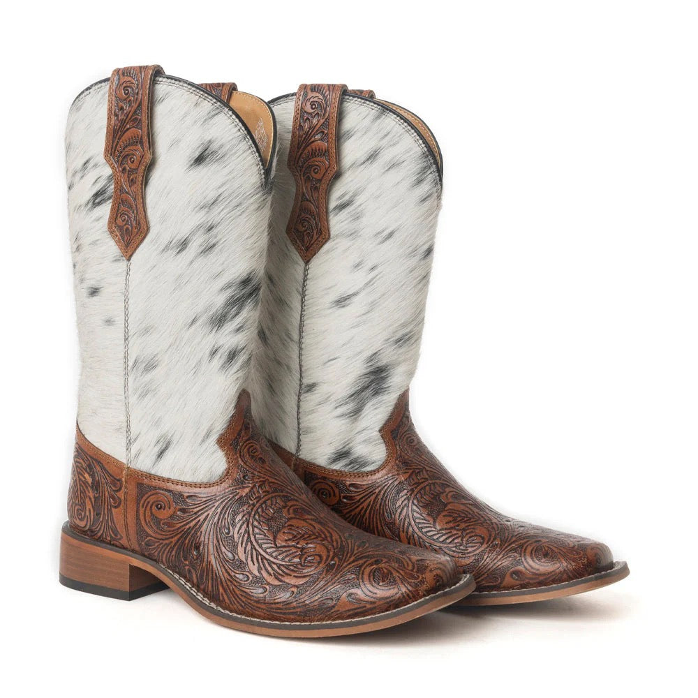 Savannah Cowhide Tooled Boots