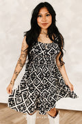 Black Aztec Flutter Dress