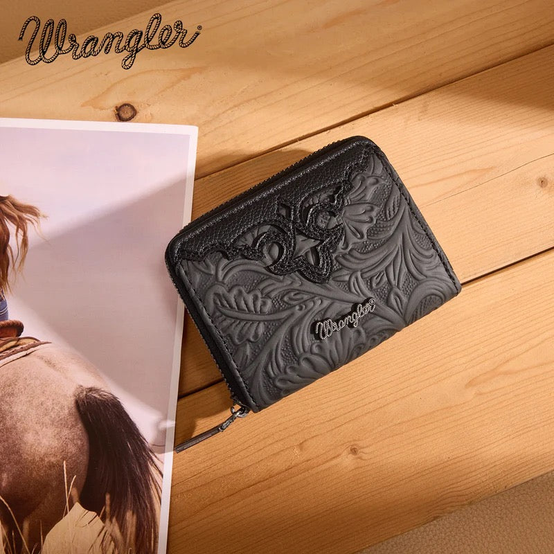 Wrangler Black Embossed Card Wallet