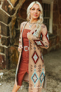 Khaki Aztec Knit Cardigan