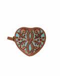 Cupid Coin Pouch Tooled Turquoise Floral