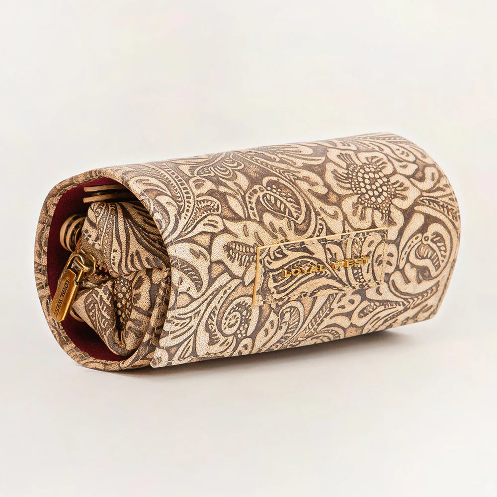 White Floral Embossed Jewelry Case