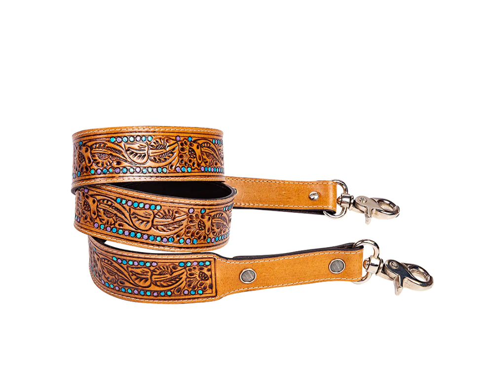 Mika Falls Hand Tooled Leather Purse Strap